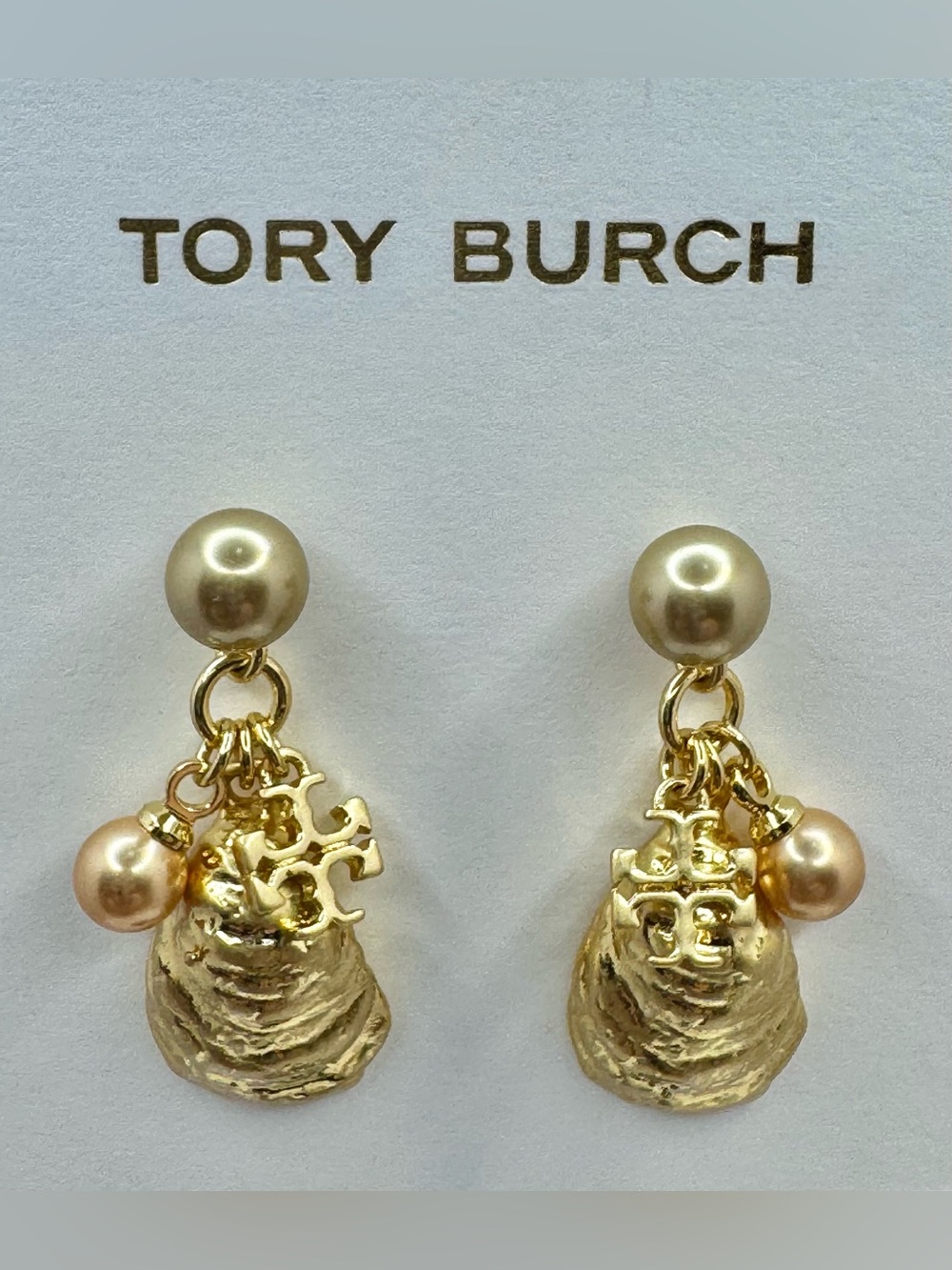 Tory Burch Shell Charm Earrings NEW